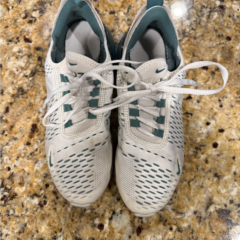 Nike White and Green Athletic Shoes